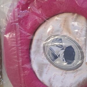 Rose Red Wool Beret with Satin Lining